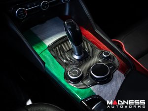 Alfa Romeo Giulia Center Console Trim Set - Carbon Fiber - Two Piece Kit - Italian Theme - Pre '20 - Feroce Carbon